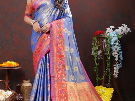 Lorenvalley Fashion Lavender Kanjivaram Silk Woven Design with Zari Weaving Saree Online Hot Sale