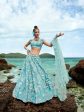 House of Panchhi Sky Blue Organza Sequins, Zarkan And Thread Embroidery Lehenga Choli & Dupatta Discount