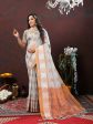 Lorenvalley Fashion Grey Cotton with Woven Design Zari Weaving Saree For Cheap