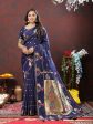 Lorenvalley Fashion Navyblue Soft Paithani Silk Woven Design Gold Zari Meenakari Weaving Saree For Discount