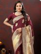 Lorenvalley Fashion Maroon Soft Silk Woven Design Gold Zari Weaving Saree Discount