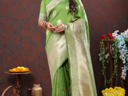 Lorenvalley Fashion Parotgreen Soft Silk Woven Design Gold Zari Weaving Saree Online Hot Sale