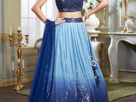 Hazel Wedding Designer Sky With Blue Nylon georgette Readymade Lehenga Choli on Sale