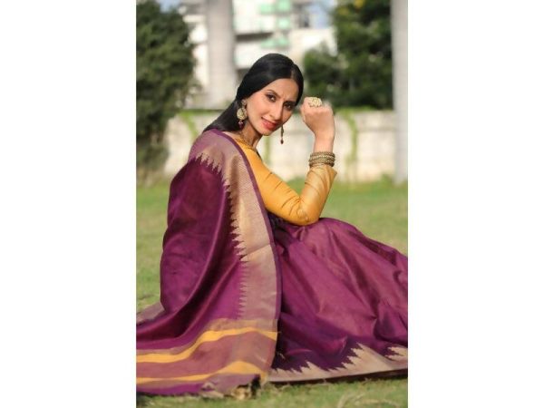 Aastha Fashion Women s Wine Raw Silk Temple Zari Woven Saree with Blouse Sale