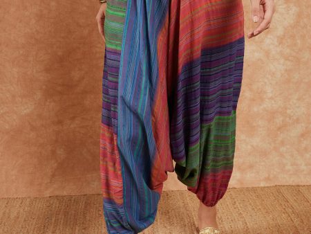 InWeave Women s Blue Multi Colour Harem Pant Online now