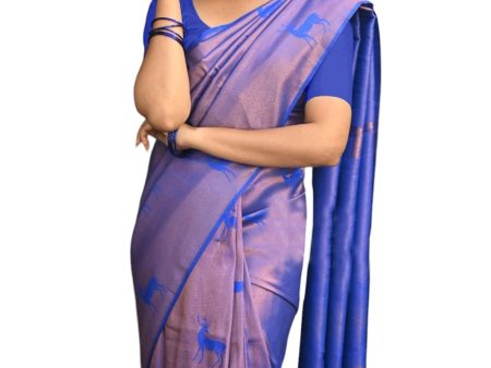 Vamika Weaving Banarasi Jacquard blue Kanjivaram Saree Online Sale