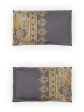 DDecor Grey & Yellow Ethnic Motifs Cotton 140 TC King Bedsheet With 2 Pillow Covers Fashion