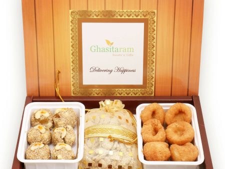 Ghasitaram Sankranti  Lohri Gifts Sweets-Til Laddoo (Bhuga), Revadi And Khajoor Hamper Online now