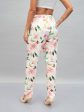 Lyush Women White Satin Floral Darted Pants For Sale