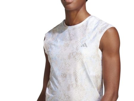 Adidas Fast Aop Tee Abstract Printed Sleeveless Sports T-Shirt Hot on Sale