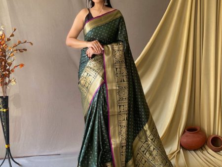 NOZ2TOZ Women Party Wear Banarasi Silk Saree with Un Stitched Blouse - Green Online Hot Sale