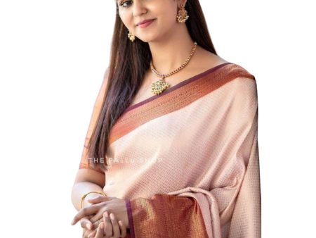 Vamika Weaving Banarasi Jacquard chiku Kanjivaram Saree Discount