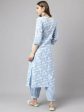 FIORRA Women s Blue Cotton A-Line Kurta Set Fashion