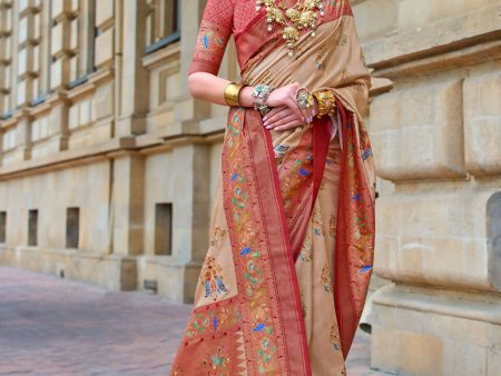 Dirt Brown Superior V.P.Silk Woven Printed Patola Silk Saree - Rewaa Milano Fashion