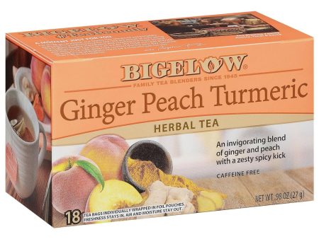 Bigelow Tea Ginger Peach Turmeric Herbal Tea Freshness & Aroma Caffeine Free Supply