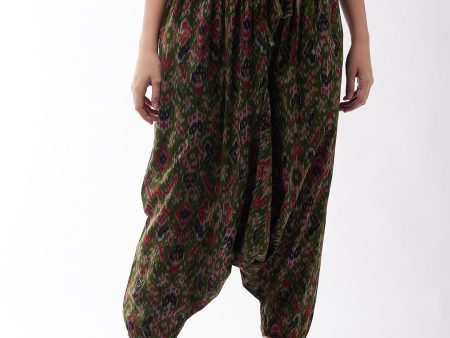 InWeave Women s Green Ikkat Harem Pant For Cheap