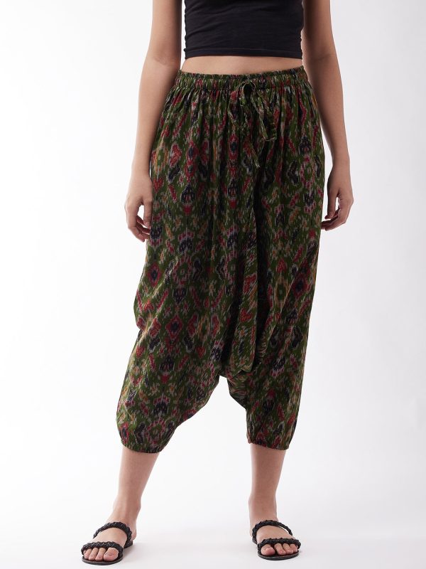 InWeave Women s Green Ikkat Harem Pant For Cheap