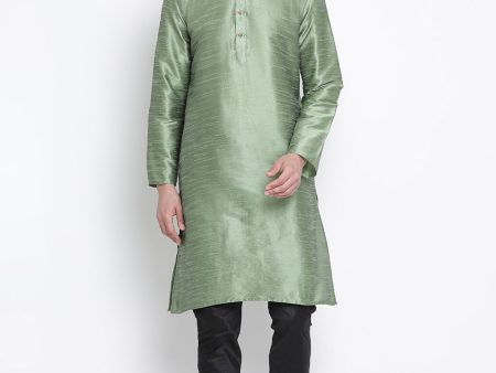 VM by Vastramay Men s Light Green Silk Blend Kurta Pyjama Set Discount