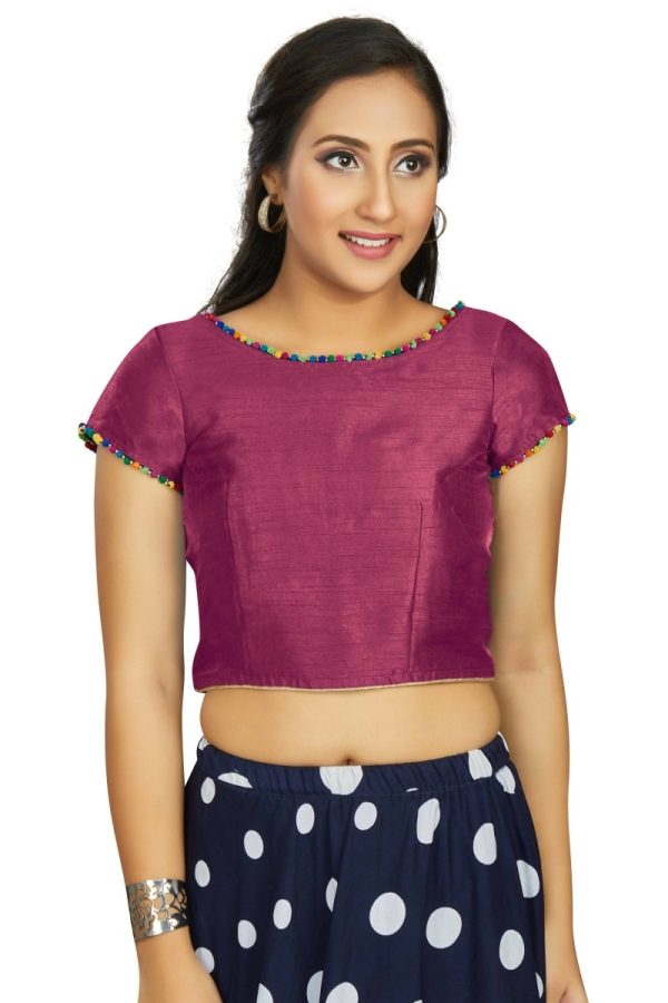 Aastha Fashion Women s Wine Art Silk Designer Party Wear Readymade Blouse Online Hot Sale