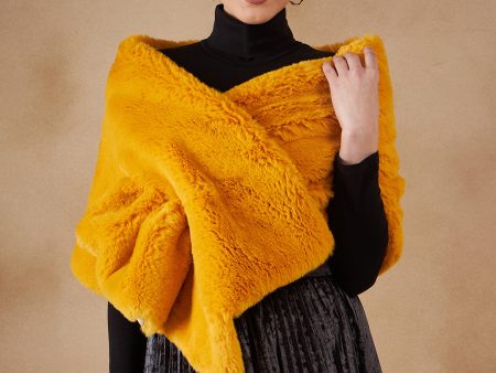 InWeave Women s Yellow Long Faux Fur Cape Online