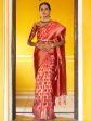 Janasya Pink Organza Woven Geometric Design Kanjeevaram Saree Online