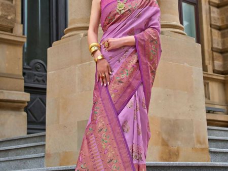 Sugar Plum Purple Superior V.P.Silk Woven Printed Patola Silk Saree - Rewaa Milano on Sale