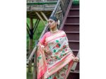 Aastha Fashion Women s White Banarasi Silk Meenakari Zari Woven Saree with Blouse Hot on Sale