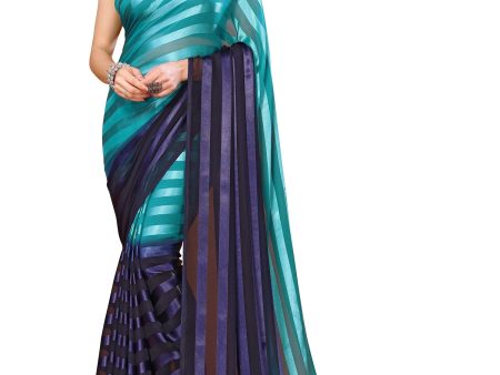 Vamika Georgette Satin Green Desinger Satin Patta Saree Sale