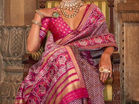 Magenta Banarasi Weaving, Ultra Aqua Finish, Zari Work Banarasi Silk Saree - Rath Kunti Supply