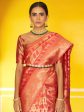 Janasya Pink Organza Woven Geometric Design Kanjeevaram Saree Online