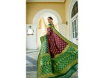 Aastha Fashion Women s Wine Banarasi Silk Meenakari Bandhani Woven Saree with Blouse Fashion