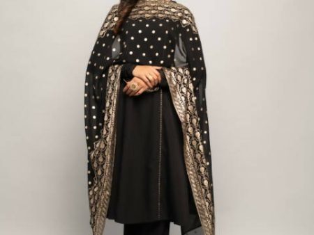 FIORRA Women s Black Creap A-Line Kurta Pant With Dupatta Sale