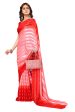 Vamika Georgette Satin Red Desinger Satin Patta Saree Sale