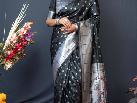 Aastha Fashion Black Woven Soft Paithani Silk Saree with Blouse Online now