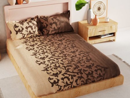 BIANCA Brown Floral 200 TC King Bedsheet with 2 Pillow Covers Online Hot Sale