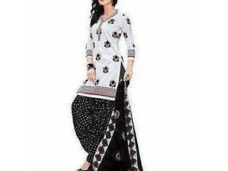 Women s Cotton Unstitched White Salwar Suit Material on Sale