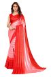 Vamika Georgette Satin Red Desinger Satin Patta Saree Sale