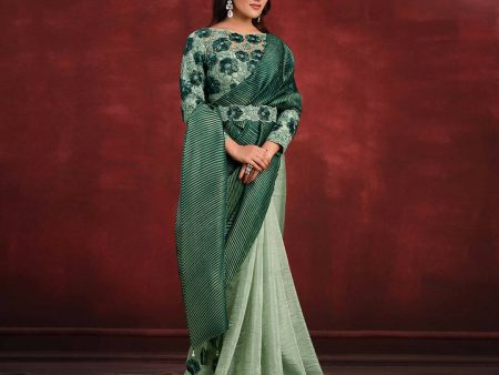 Sea Green Banarasi Crush Silk Sequence Thread & Stone Work  Texture Pallu Saree - Mohmanthan Kimiya Cheap