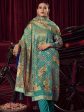 Aastha Fashion Women s Turquiose Organza Jacquard Woven Kurta with Trouser & Dupatta Discount