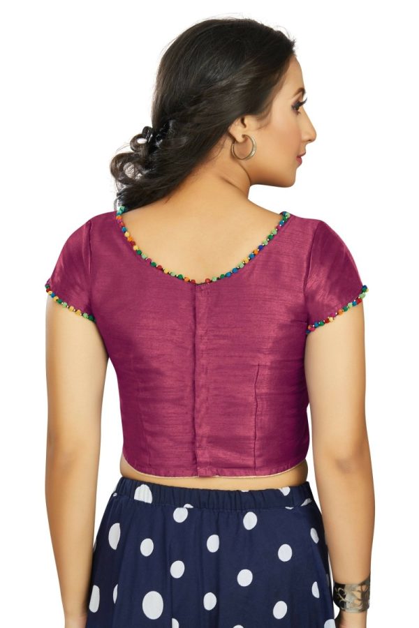 Aastha Fashion Women s Wine Art Silk Designer Party Wear Readymade Blouse Online Hot Sale