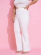 Lyush Women White Front Button Bell Bottom Trousers Online Hot Sale