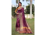 Aastha Fashion Women s Wine Raw Silk Temple Zari Woven Saree with Blouse Sale