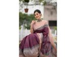 Aastha Fashion Women s Wine Tussar Silk Digital Printed Saree with Blouse Online Sale