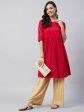 InWeave Women s Ruby Red Chikankari Anarkali Kurta Online