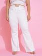 Lyush Women White Front Button Bell Bottom Trousers Online Hot Sale