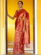 Janasya Pink Organza Woven Geometric Design Kanjeevaram Saree Online