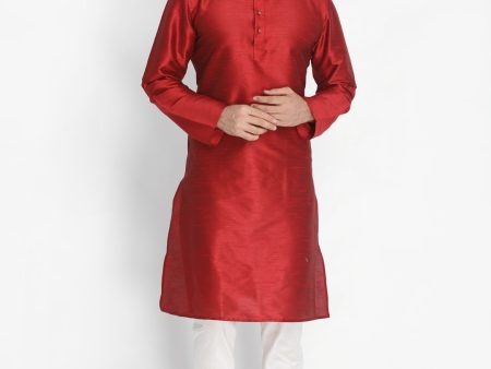 VM by Vastramay Men s Maroon Silk Blend Kurta Pyjama Set Online