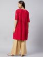 InWeave Women s Ruby Red Chikankari Anarkali Kurta Online