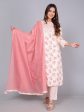 NOZ2TOZ Women Floral Printed Cotton Kurta Set With Dupatta - White Online Sale