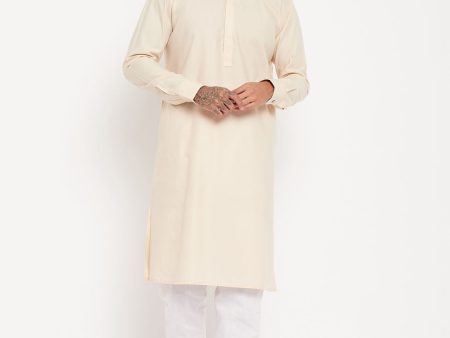 VM by Vastramay Men s Cream Cotton Blend Kurta And Patiala Set Sale